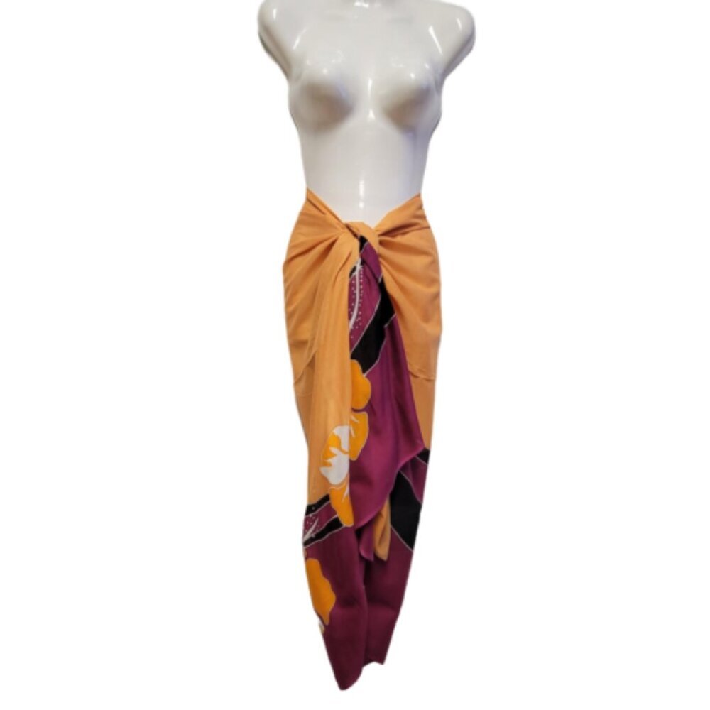 Womens Beach Cover Up, Cotton Pareo, Sarong, Handpainted Beachwear, Beachwraps